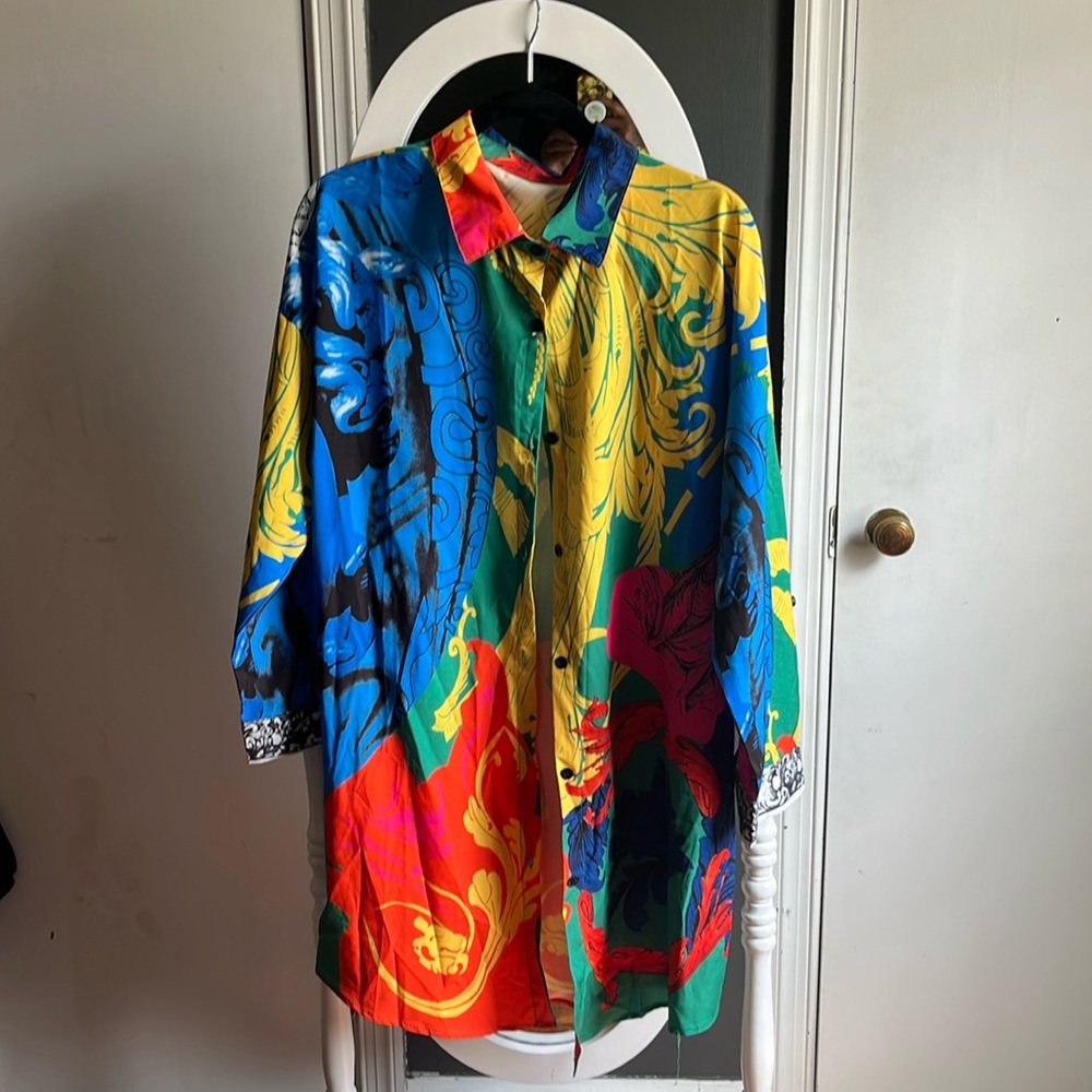 Colorful button up blouse